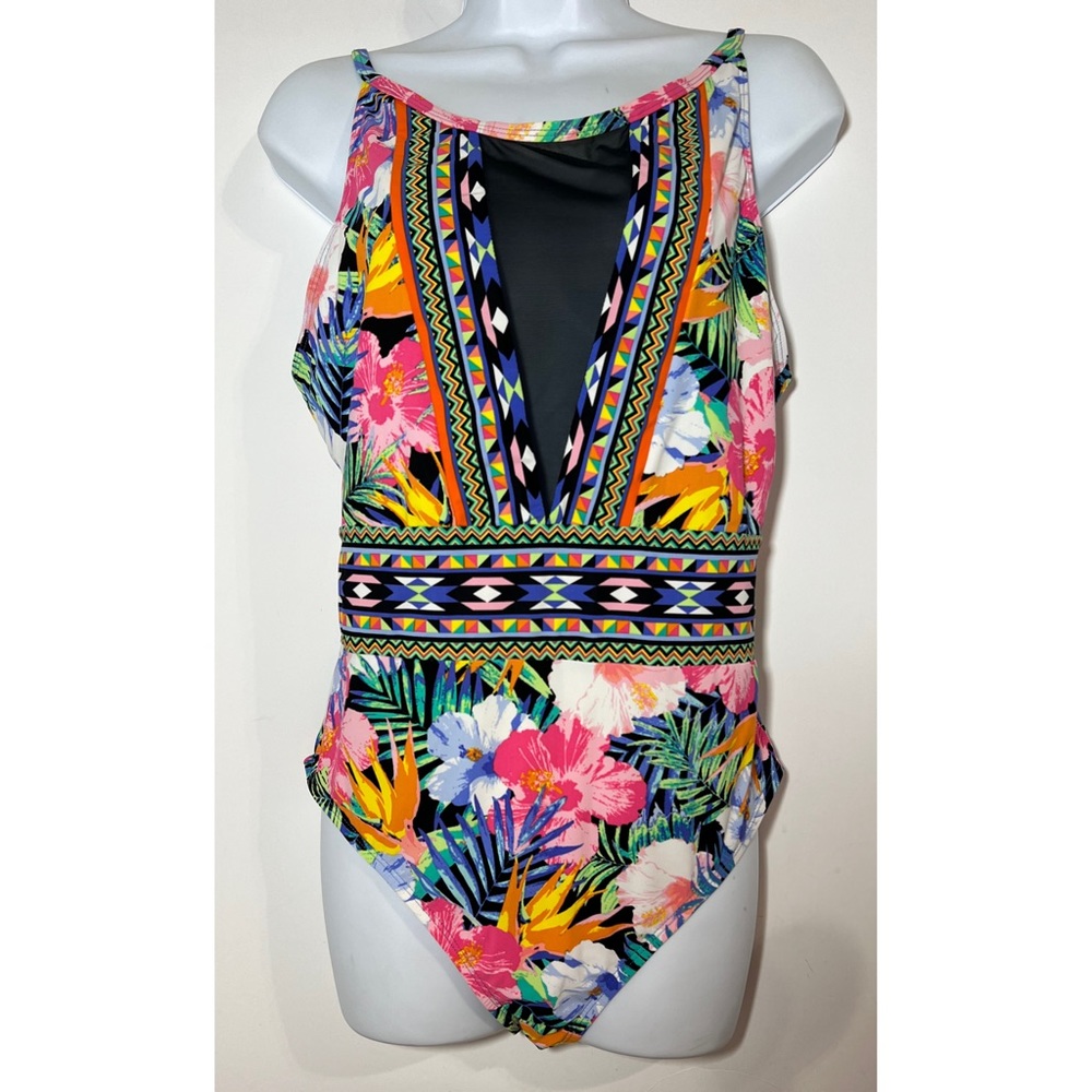 La Blanca Tropicali Hi-Neck Plunge Swim - Picture 3 of 7